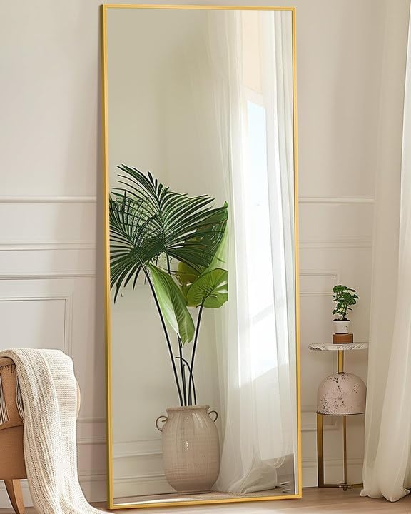 Antok Full Length Mirror, 71"x28" Floor Mirror with Stand, Hanging Mounted Mirrors for Bedroom, Living Room, Cloakroom, Dining Room, Black, Rect