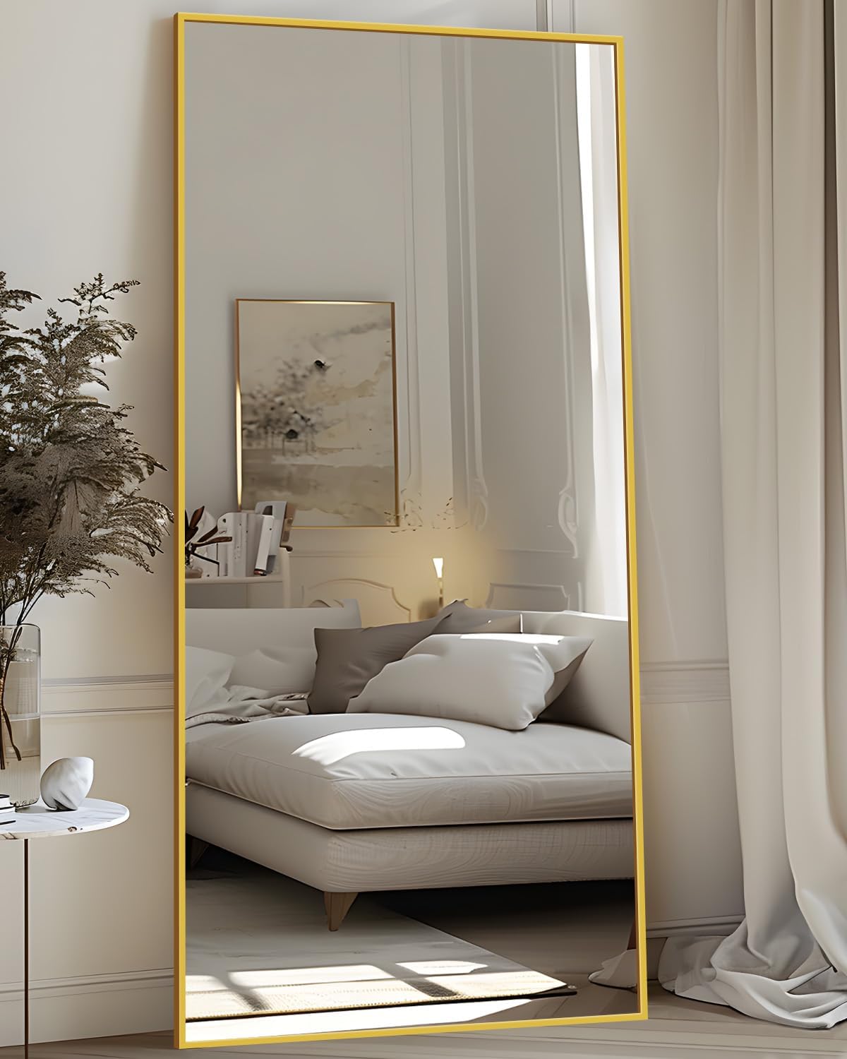 Antok Full Length Mirror, 71"x28" Floor Mirror with Stand, Hanging Mounted Mirrors for Bedroom, Living Room, Cloakroom, Dining Room, Black, Rect