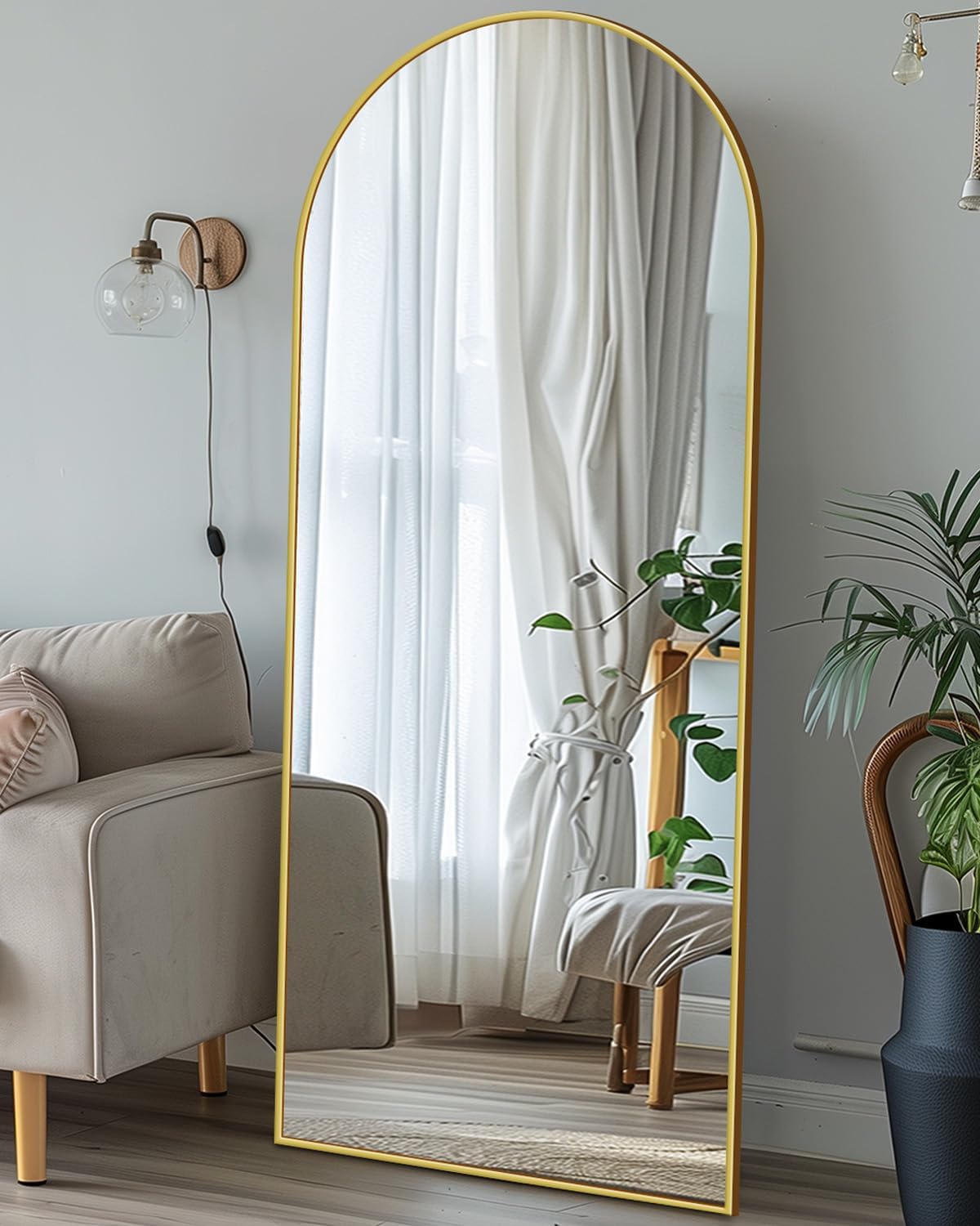 Antok Full Length Mirror, 71"x28" Floor Mirror with Stand, Hanging Mounted Mirrors for Bedroom, Living Room, Cloakroom, Dining Room, Black, Rect