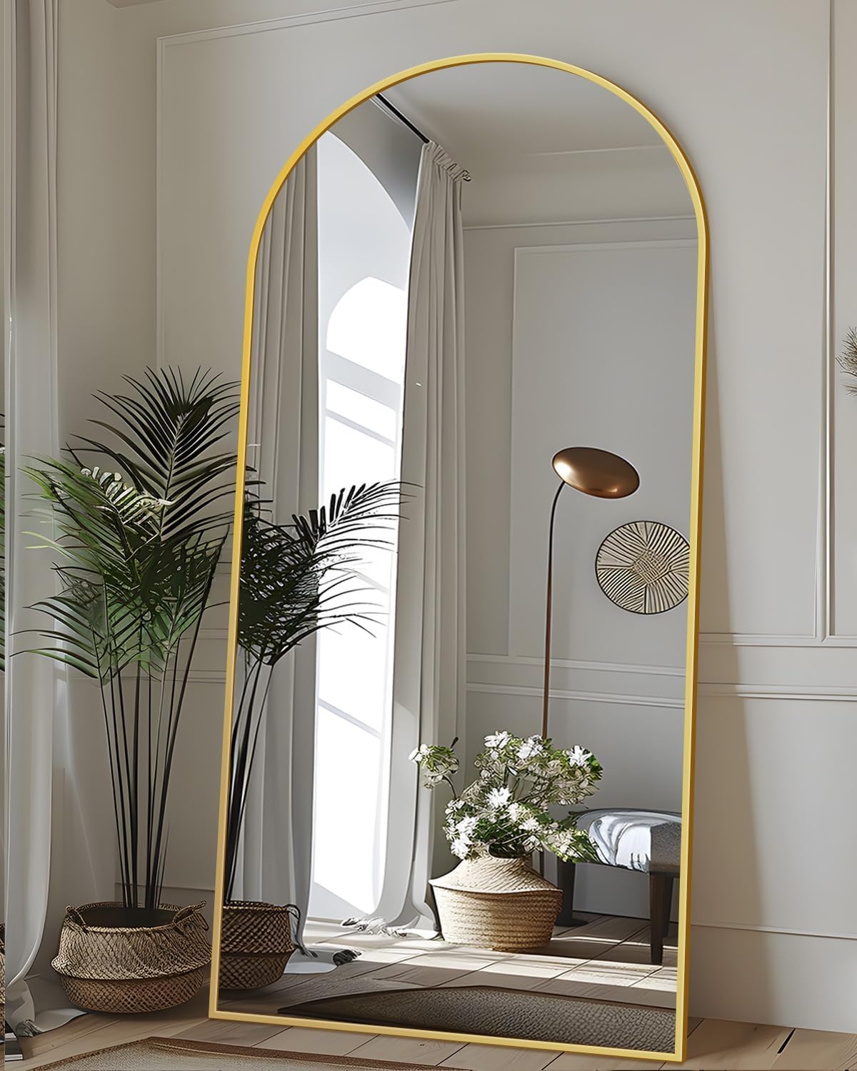 Antok Full Length Mirror, 71"x28" Floor Mirror with Stand, Hanging Mounted Mirrors for Bedroom, Living Room, Cloakroom, Dining Room, Black, Rect