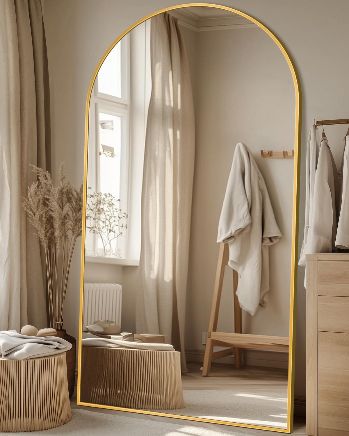 Antok Full Length Mirror, 71"x28" Floor Mirror with Stand, Hanging Mounted Mirrors for Bedroom, Living Room, Cloakroom, Dining Room, Black, Rect