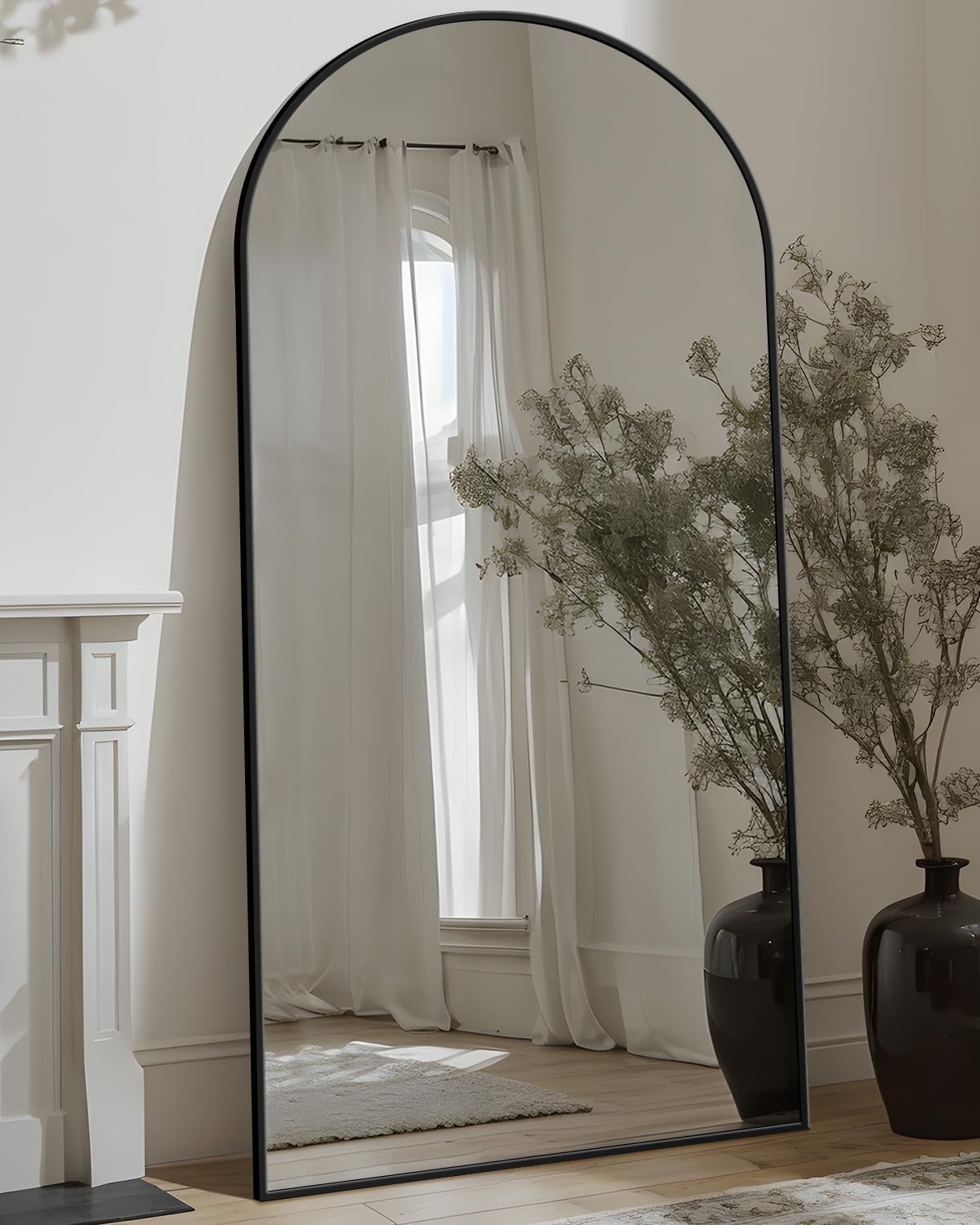 Antok Full Length Mirror, 71"x28" Floor Mirror with Stand, Hanging Mounted Mirrors for Bedroom, Living Room, Cloakroom, Dining Room, Black, Rect