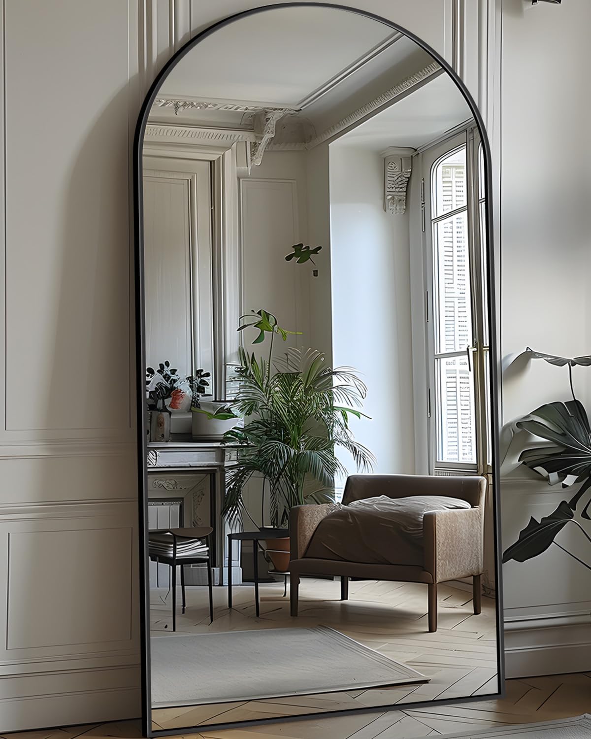 Antok Full Length Mirror, 71"x28" Floor Mirror with Stand, Hanging Mounted Mirrors for Bedroom, Living Room, Cloakroom, Dining Room, Black, Rect