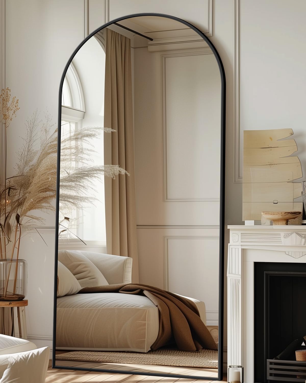 Antok Full Length Mirror, 71"x28" Floor Mirror with Stand, Hanging Mounted Mirrors for Bedroom, Living Room, Cloakroom, Dining Room, Black, Rect