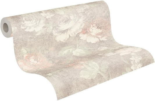A.S. Création Wallpaper Floral Design - Cream, Red, Brown - Flower Wallpaper 395.99in x 20.87in Made in Germany - 336042