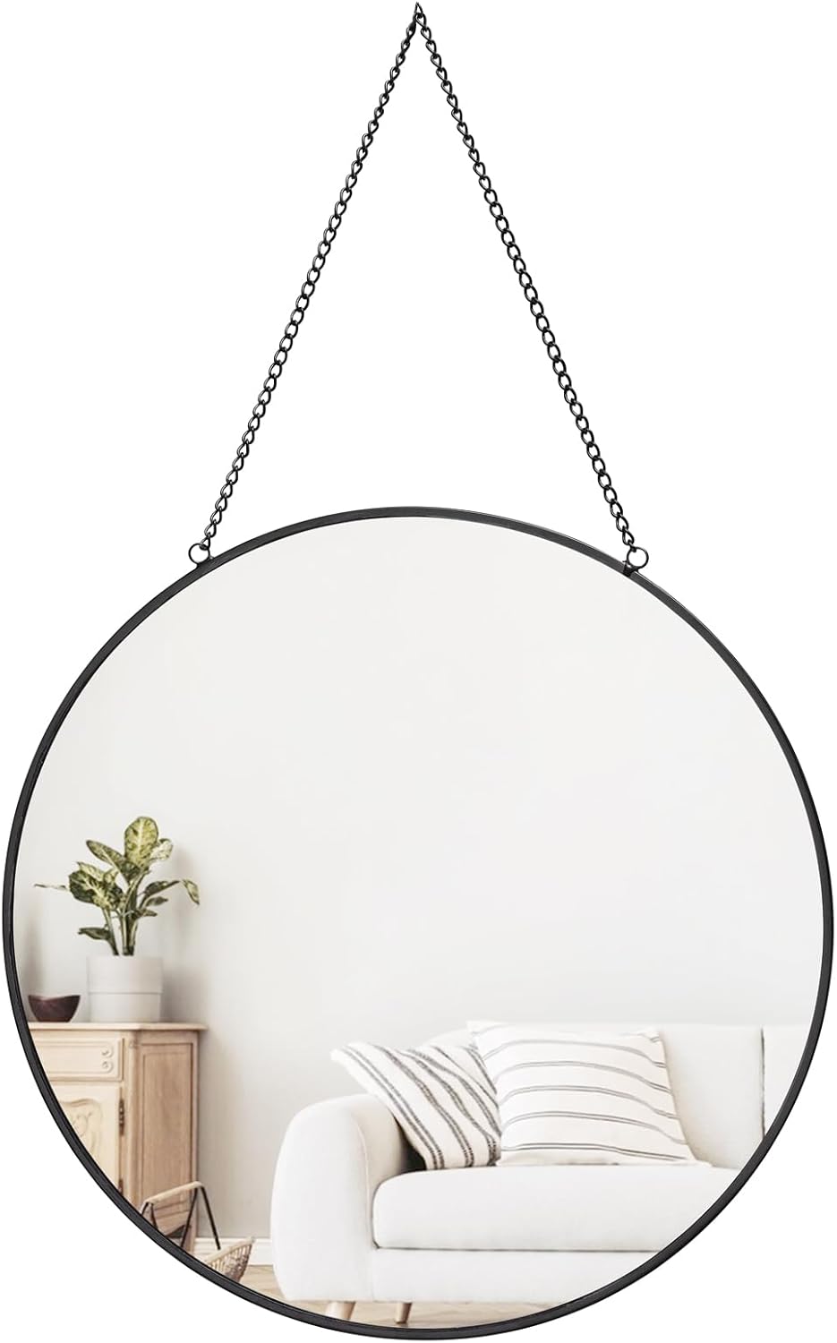 Dahey 11.8-inch Small Hanging Circle Mirror Wall Decor Gold Round Mirror with Hanging Chain for Living Room Bathroom Bedroom Dorm College Office, Gold
