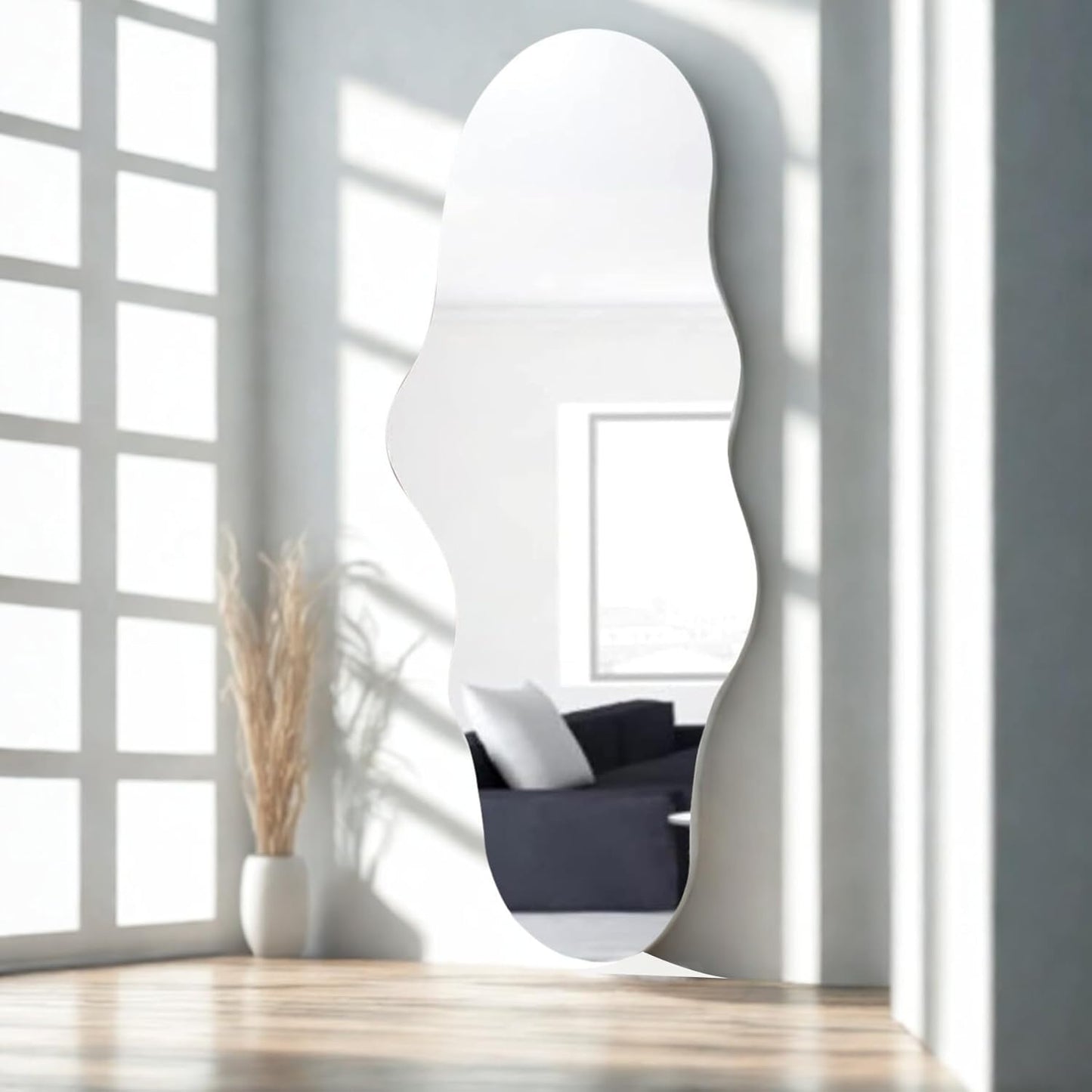 BST FURNH Small Cloud Mirror Unique 44X21 Inch Full Length Wall Mounted Mirror Tall Mirror Full Body Floor Length Mirror Dressing Body Mirror Frameless Mirror for Bedroom Bathroom Living Room