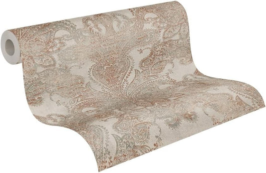 A.S. Création Wallpaper Baroque Design - Gray, Beige - Vintage Wallpaper 395.99in x 20.87in Made in Germany - 391191