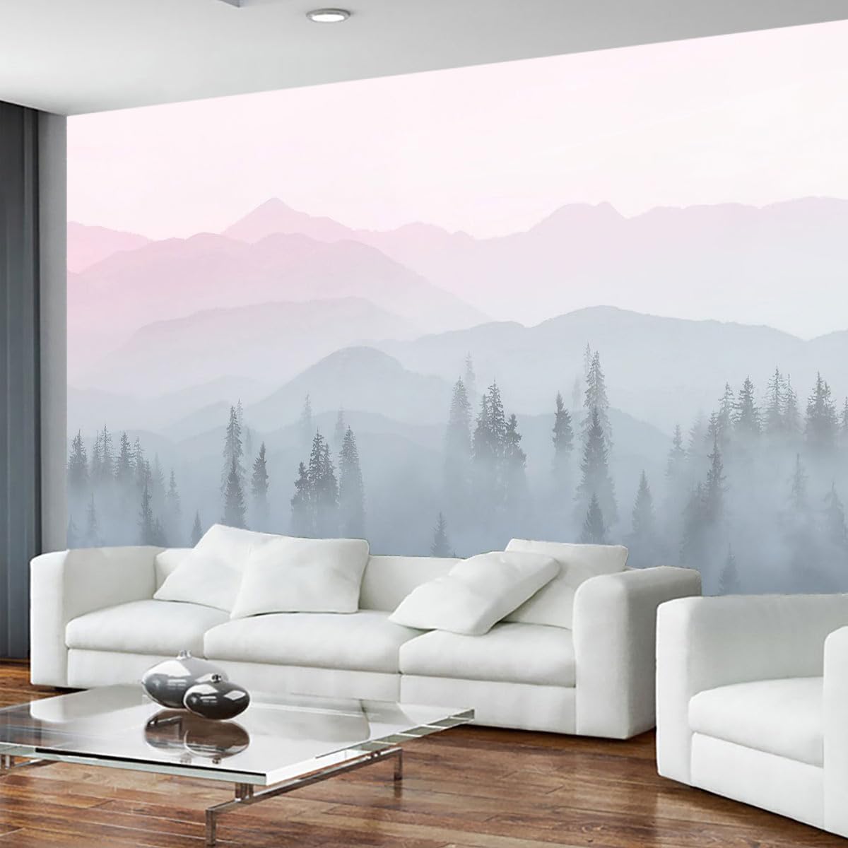 Sunshine Forest Mural Wallpaper Landscape Tree Wallpaper Large Nature Scenery Wall Mural for Living Room (not self-Adhesive)