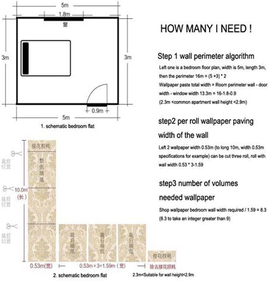 QIHANG European Classic Black Damask Stereo Deep Embossed Wallpaper Roll for Living Room Hotel Tv Backdrop 0.53m x 10m=5.3m2