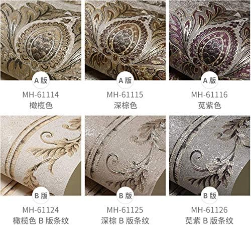 Q QIHANG European Style Damask PVC Wallpaper AB Version European Flower 3D Embossed Craft Bedroom Living Room TV Background Wall Shop Decoration 20.87" Wx393.7 L Non-Pasted (Light Yellow A)