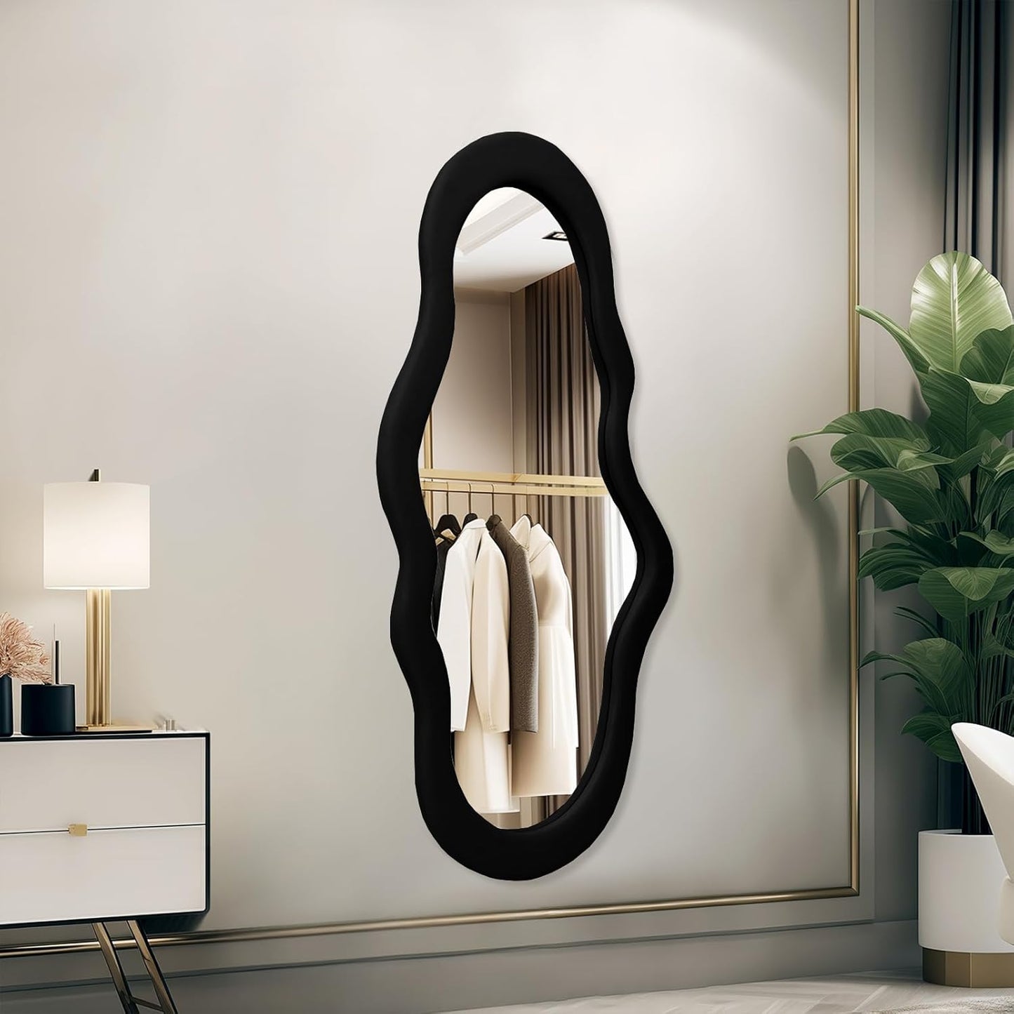 BST FURNH Small Cloud Mirror Unique 44X21 Inch Full Length Wall Mounted Mirror Tall Mirror Full Body Floor Length Mirror Dressing Body Mirror Frameless Mirror for Bedroom Bathroom Living Room