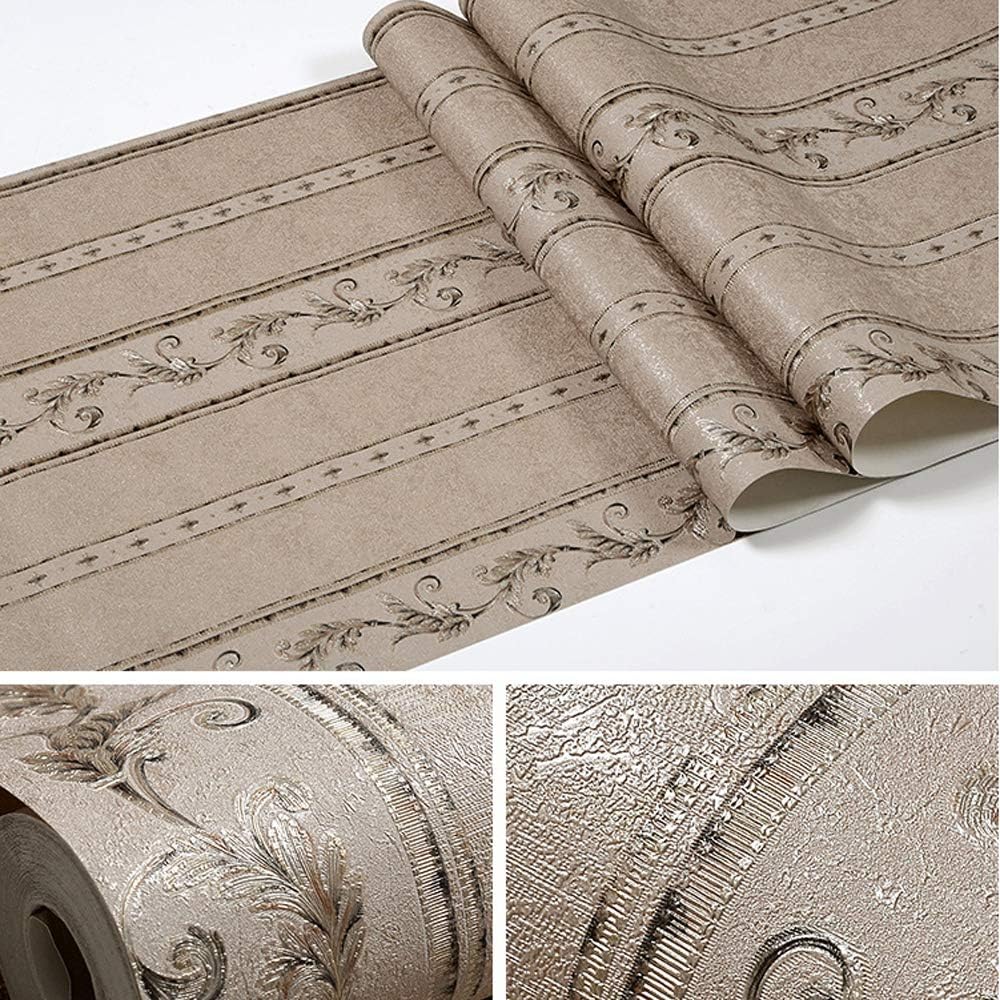 Q QIHANG European Style Damask PVC Wallpaper AB Version European Flower 3D Embossed Craft Bedroom Living Room TV Background Wall Shop Decoration 20.87" Wx393.7 L Non-Pasted (Light Yellow A)