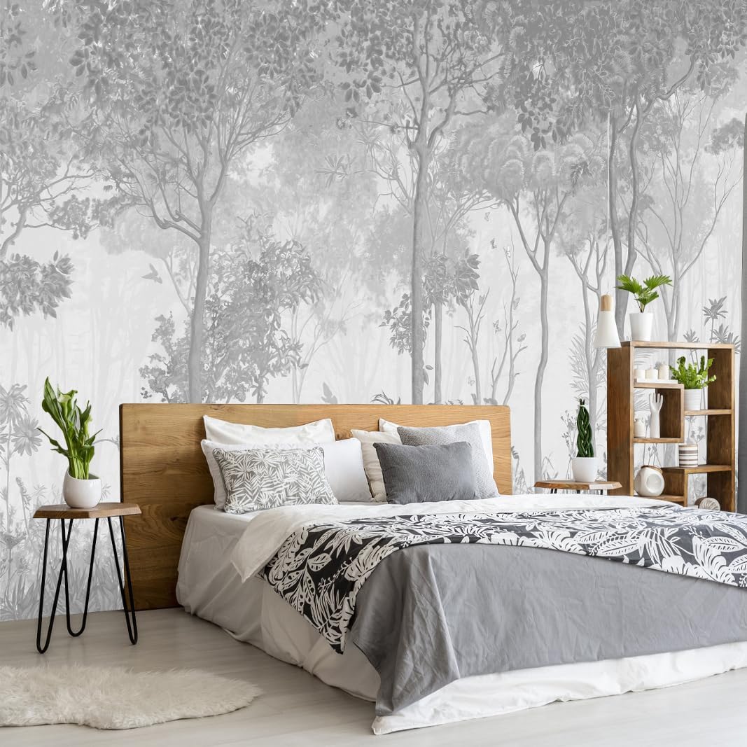 Floral Wallpaper Blue and White Peony Rose Mural Wallpaper for Bedroom Living Room Bathroom Office(Not Peel 'n Stick)