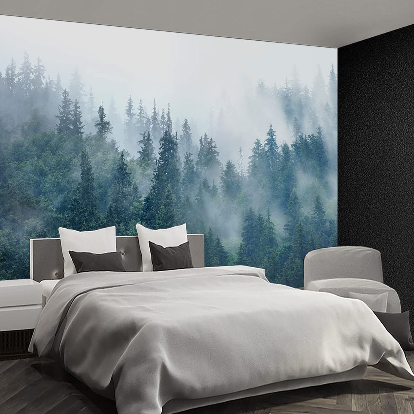 Nature Forest Tree Mural Woodland Landscape Backgrounds Cottage Jungle Wallpaper Extra Large Wall murals for Bedroom Living Room（not Peel and Stick）- 108“x 75"