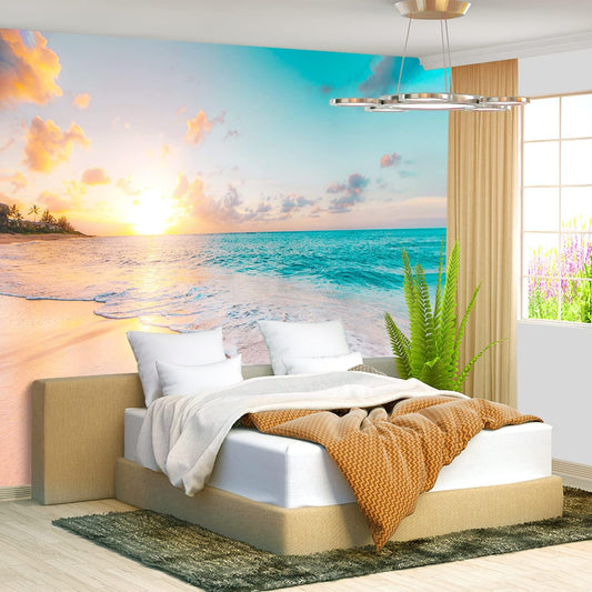 Beach Mural Ocean Backgrounds Coastal Beachy Wallpaper Extra Large Wall murals for Bedroom Living Room（not Peel and Stick）-151"x105"