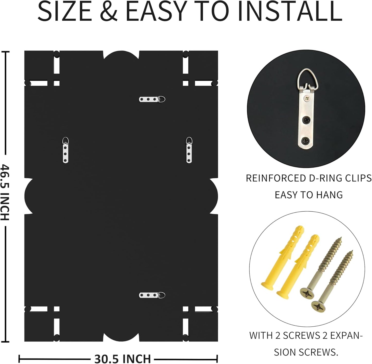 ENENE Crystal Crush Diamond Wall Mirror 46.5''x30.5'' Rectangle Silver Mirrors for Wall Decorative Large Wall Mirrors for Living Room Bathroom Bedroom Entryway