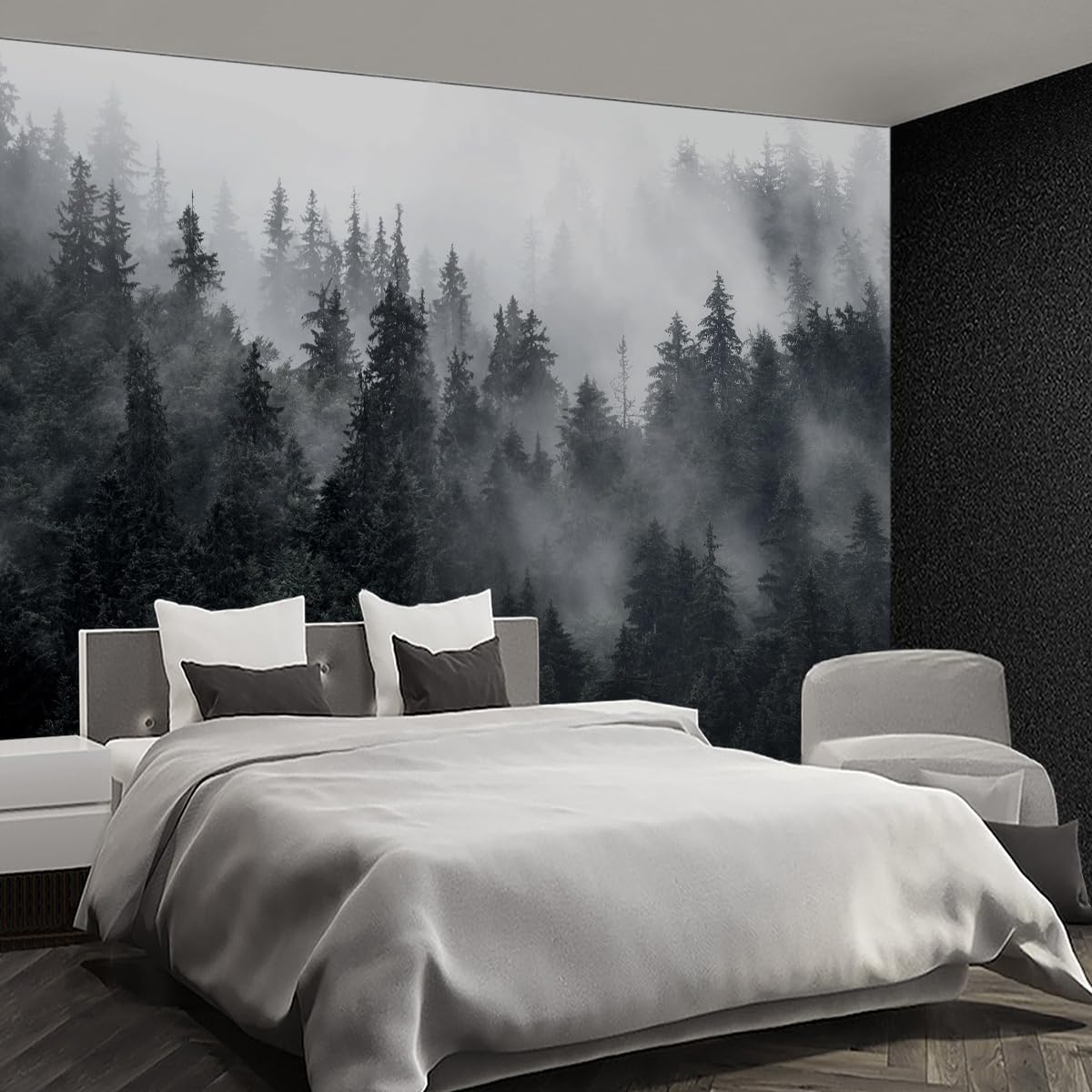Nature Forest Tree Mural Woodland Landscape Backgrounds Cottage Jungle Wallpaper Extra Large Wall murals for Bedroom Living Room（not Peel and Stick）- 108“x 75"
