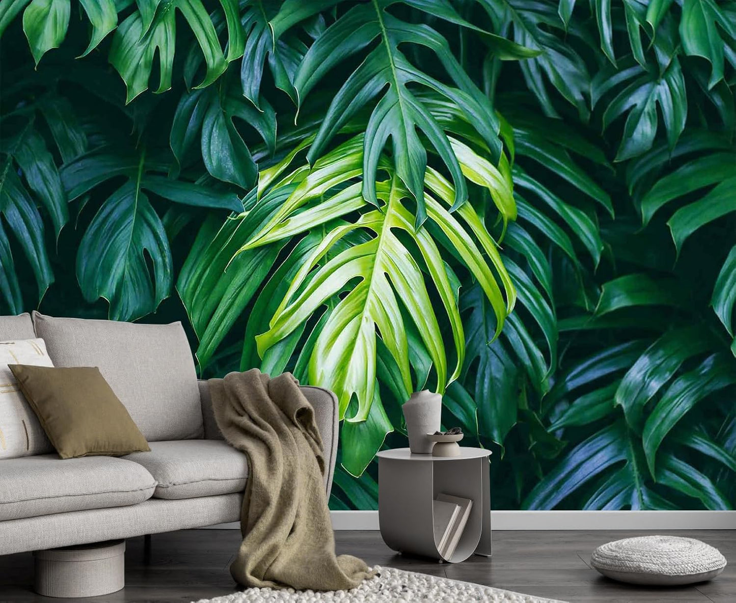 Tropical Plant Forest Wallpaper Mural Animals and Flowers Jungle Landscape Wall Mural for Bedroom Living Room Bathroom