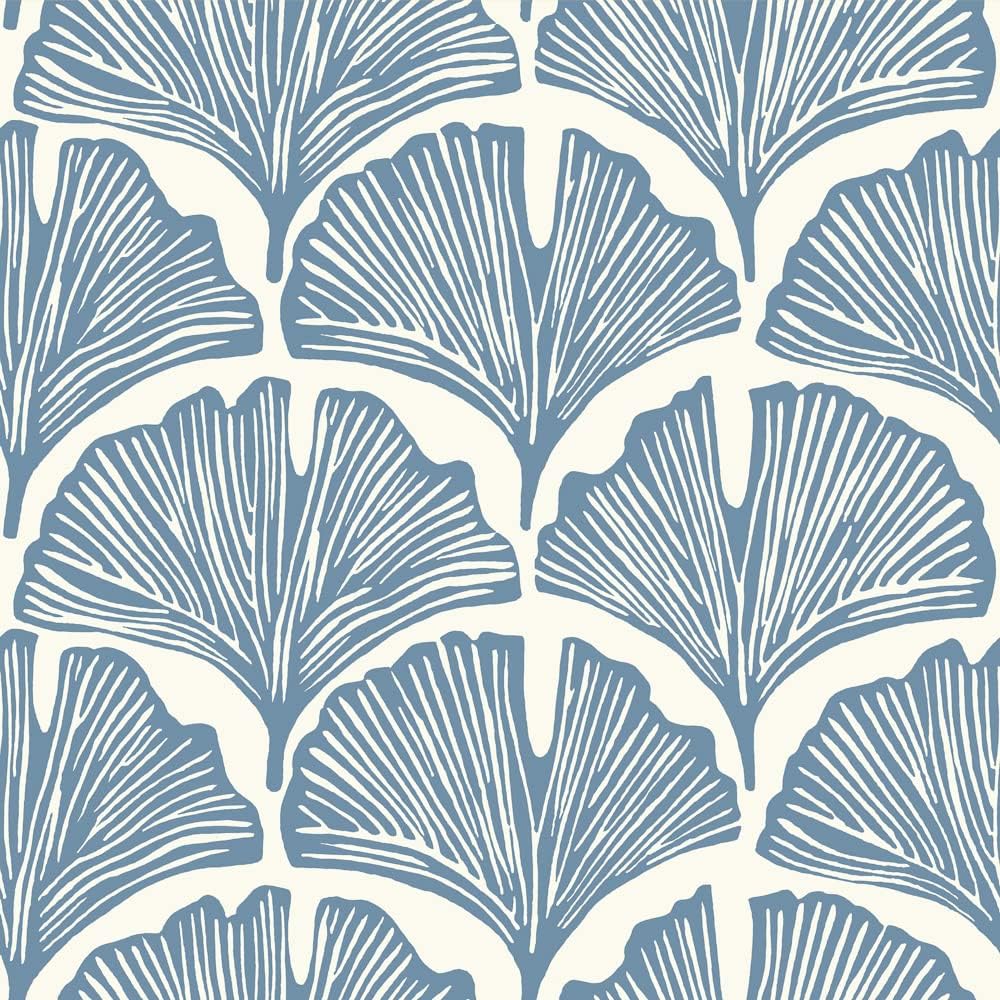 Tempaper x Novogratz Waverly Blue Feather Palm Removable Peel and Stick Wallpaper, 20.5 in X 16.5 ft, Made in The USA