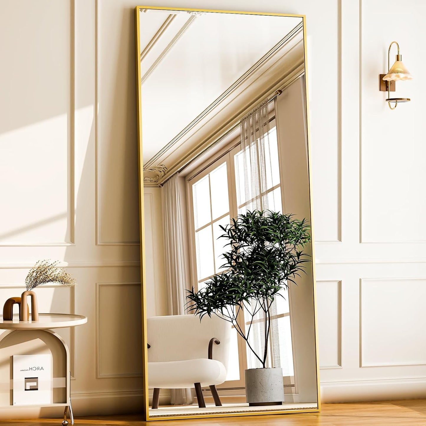 GLSLAND 71"x31" Full Length Mirror Extra Large Hanging or Leaning Rectangle Mirror Aluminum Alloy Thin Frame Bedroom Floor Dressing,Black