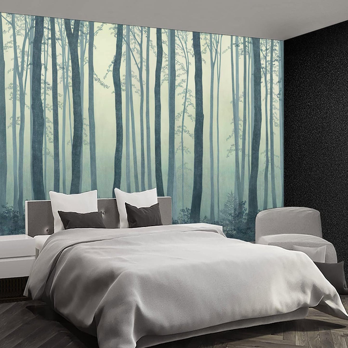 Nature Forest Tree Mural Woodland Landscape Backgrounds Cottage Jungle Wallpaper Extra Large Wall murals for Bedroom Living Room（not Peel and Stick）- 108“x 75"