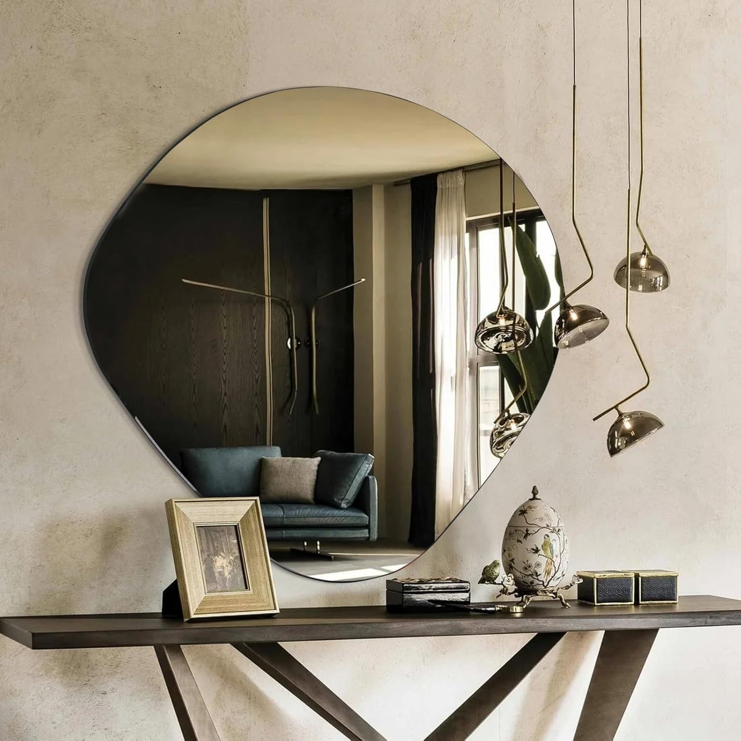 BST FURNH Small Cloud Mirror Unique 44X21 Inch Full Length Wall Mounted Mirror Tall Mirror Full Body Floor Length Mirror Dressing Body Mirror Frameless Mirror for Bedroom Bathroom Living Room