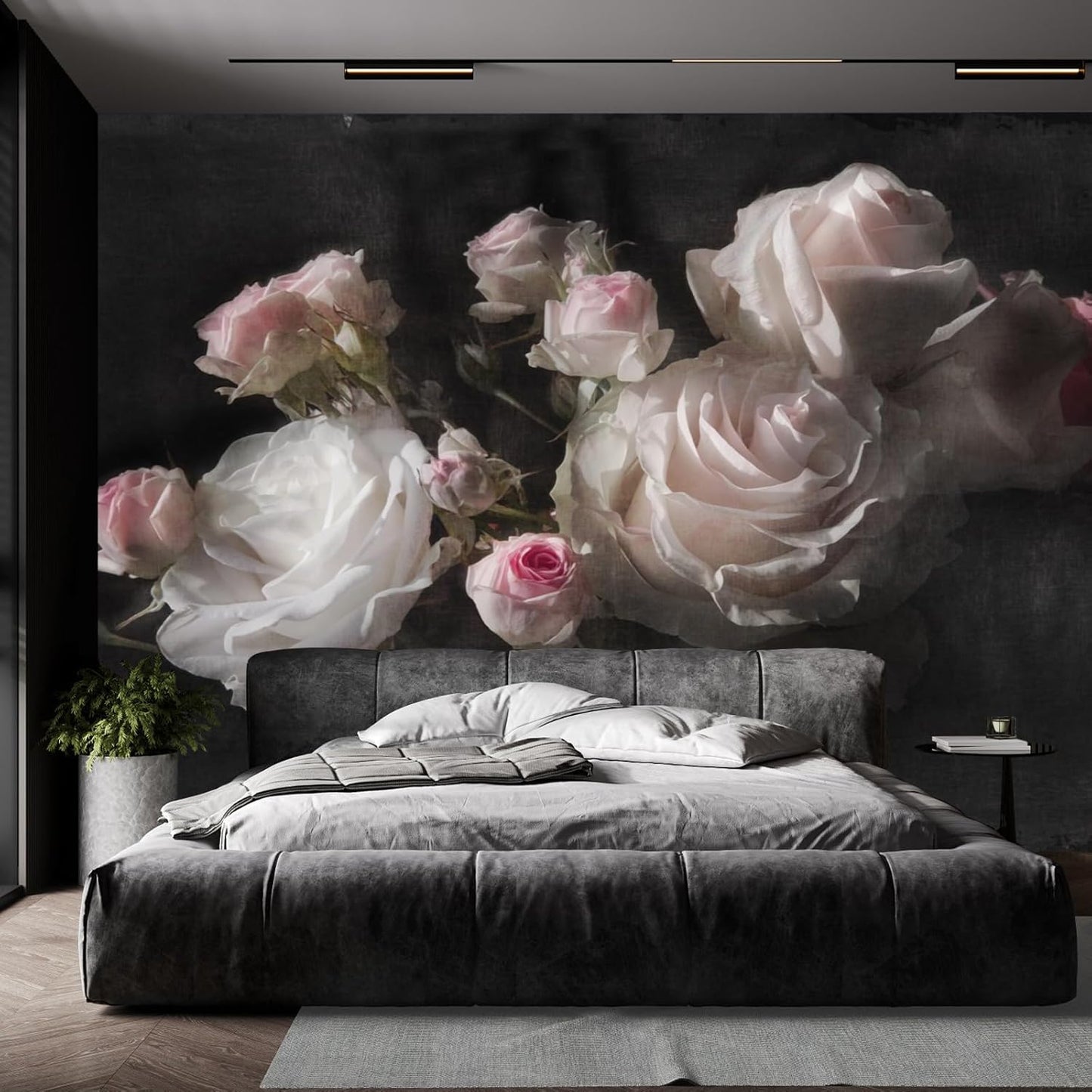 Floral Wallpaper Blue and White Peony Rose Mural Wallpaper for Bedroom Living Room Bathroom Office(Not Peel 'n Stick)