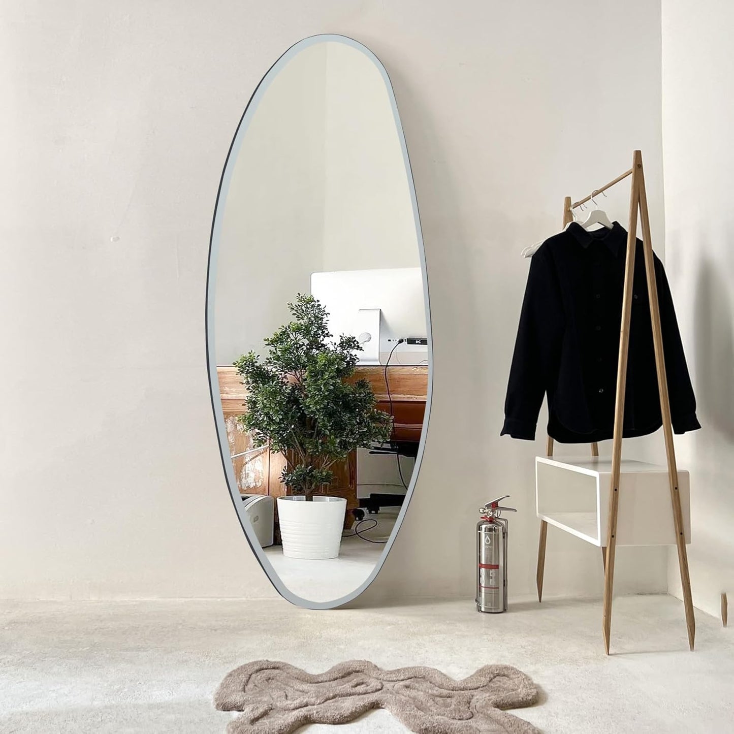 BST FURNH Small Cloud Mirror Unique 44X21 Inch Full Length Wall Mounted Mirror Tall Mirror Full Body Floor Length Mirror Dressing Body Mirror Frameless Mirror for Bedroom Bathroom Living Room