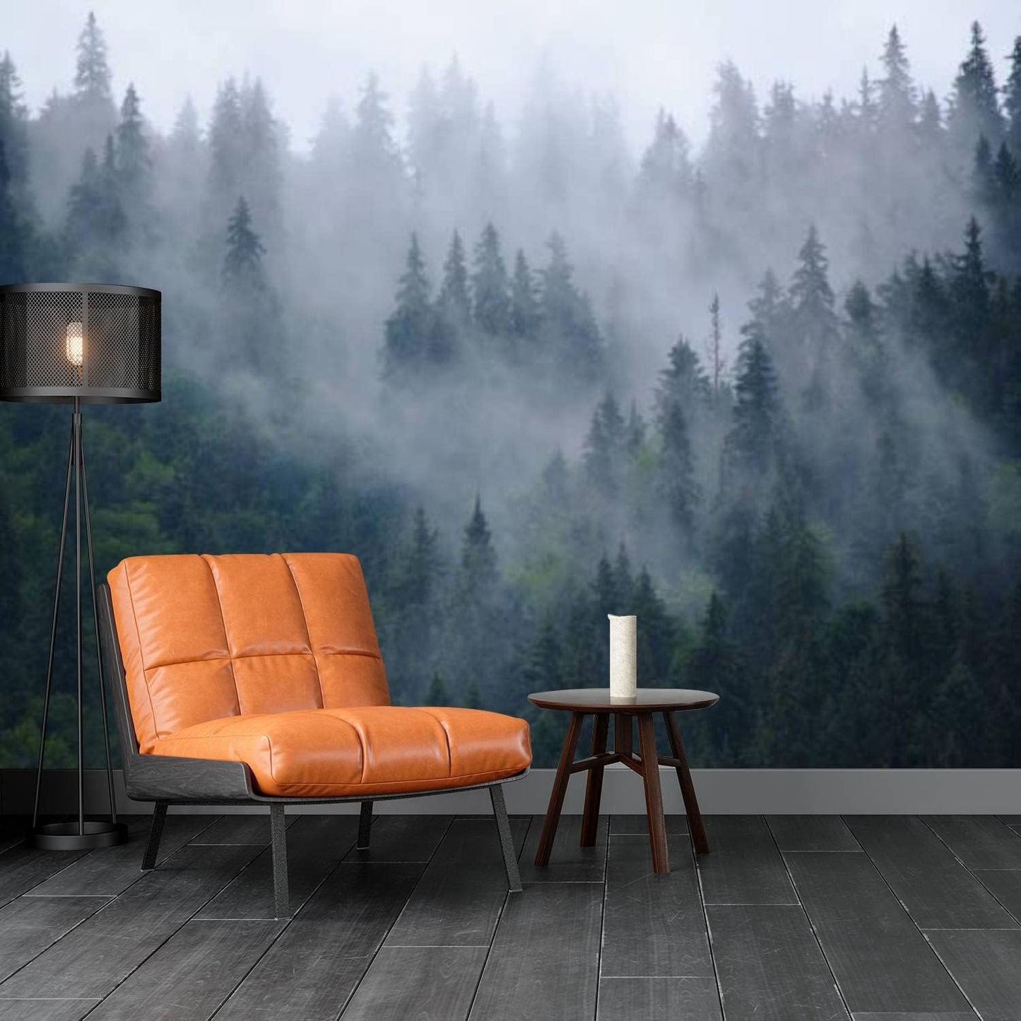 Modern 3D Removable Wallpaper Self-Adhesive Misty Mountain Landscape Wall Murals Peel and Stick Wall Stickers for Living Room Bedroom Wall Decor