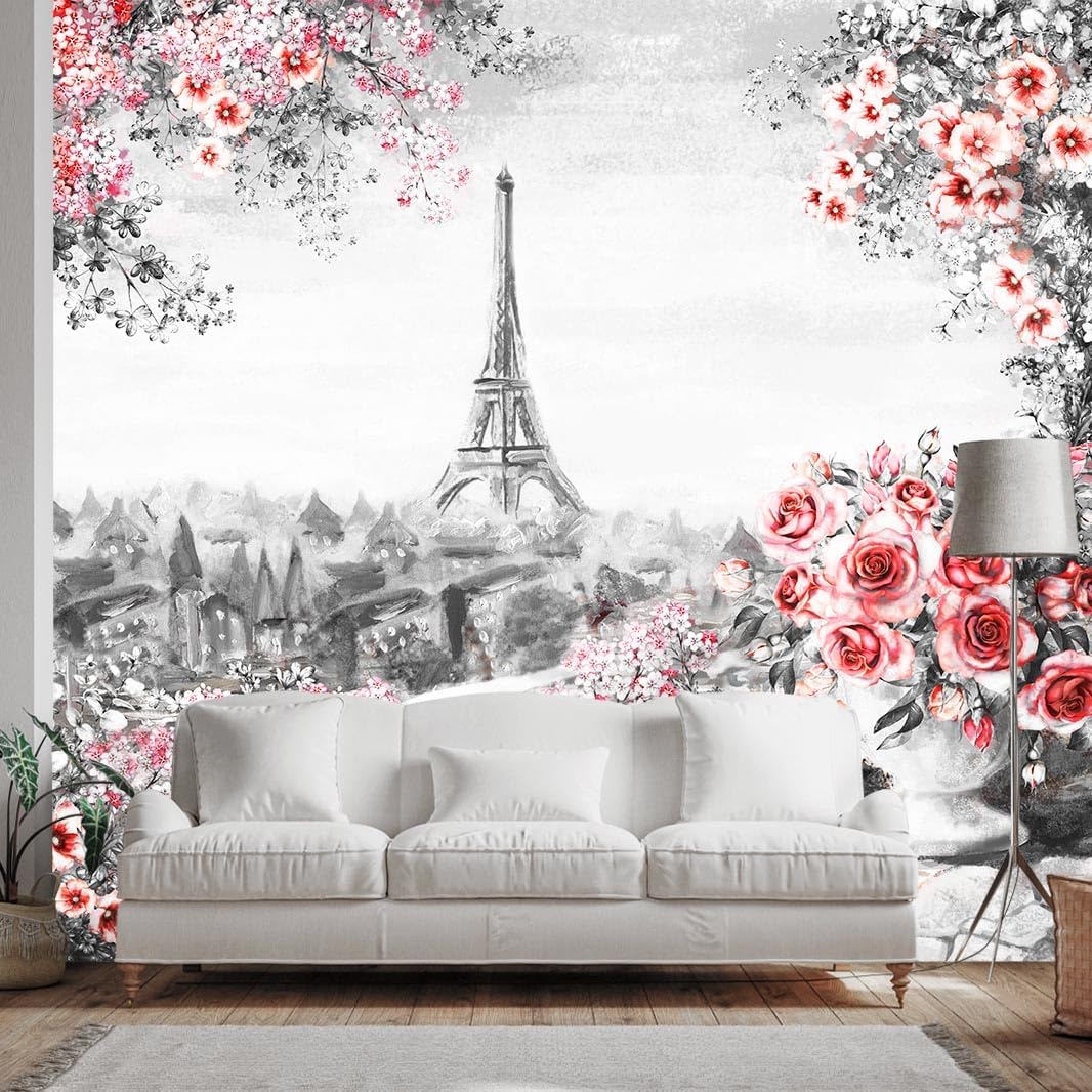 Floral Wallpaper Blue and White Peony Rose Mural Wallpaper for Bedroom Living Room Bathroom Office(Not Peel 'n Stick)
