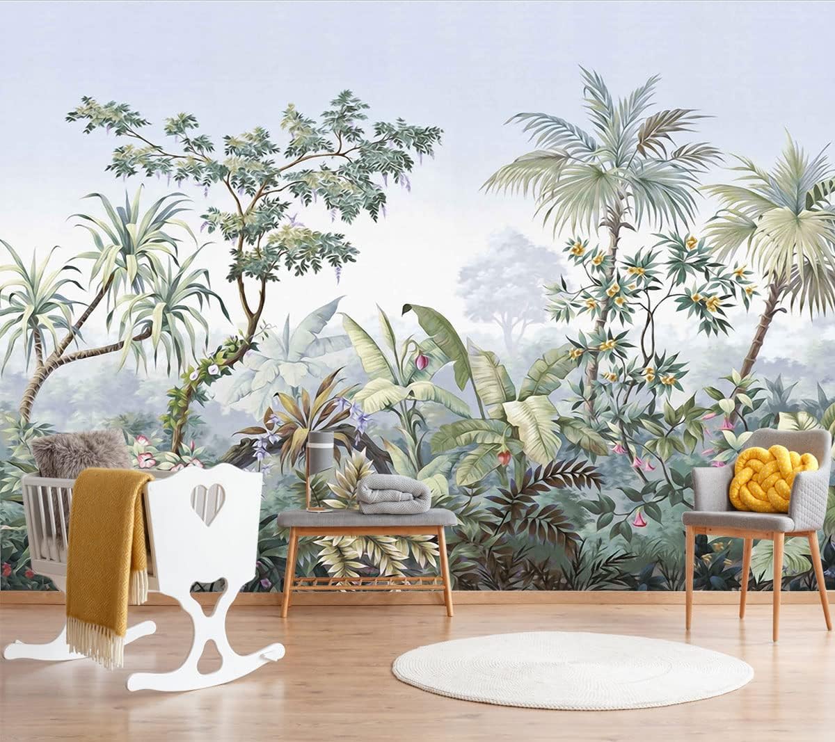 Sunshine Forest Mural Wallpaper Landscape Tree Wallpaper Large Nature Scenery Wall Mural for Living Room (not self-Adhesive)