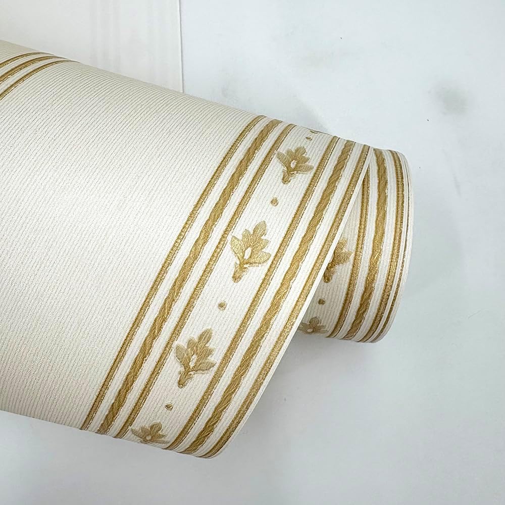 Q QIHANG 1.73' W x 32.8'L 3D Embossed Damask Printing Modern Minimalist European Style Bedroom TV Background Non-Woven Non-Pasted Wallpaper (A Beige)