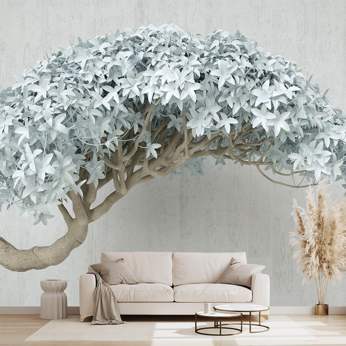 Golden Botanical Leaf wallpeper Living Room Bedroom Wall Mural - 137"x96"（Not Peel and Stick）