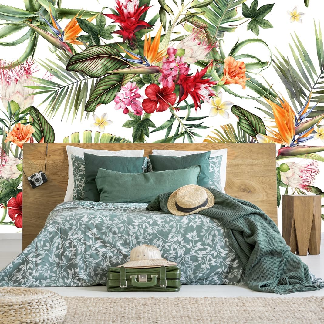 Floral Wallpaper Blue and White Peony Rose Mural Wallpaper for Bedroom Living Room Bathroom Office(Not Peel 'n Stick)