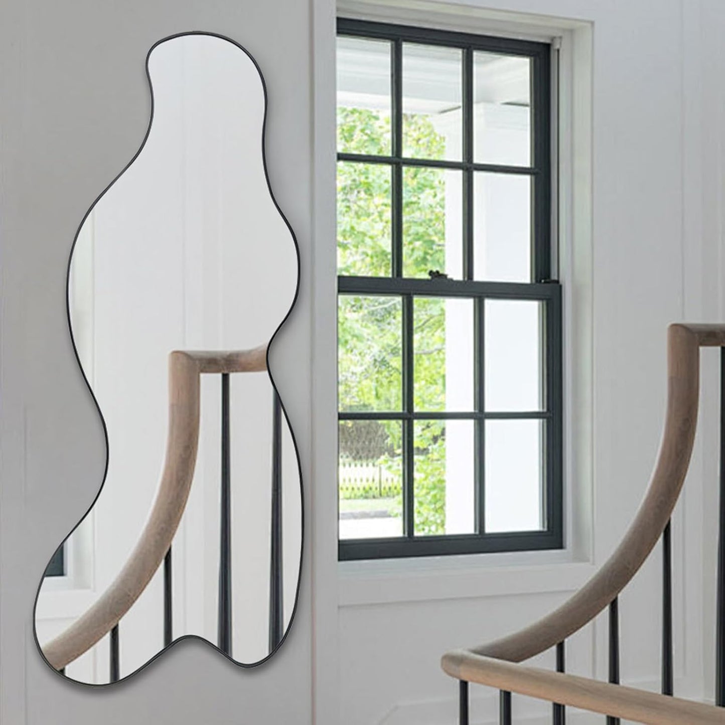 POZINO Irregular Mirror, Large Asymmetrical Mirror, 47.2"x21.6" Wall Mirrors Decorative, Modern Unique Shape Mirrors for Living Room Bathroom Bedroom Entryway Fireplace