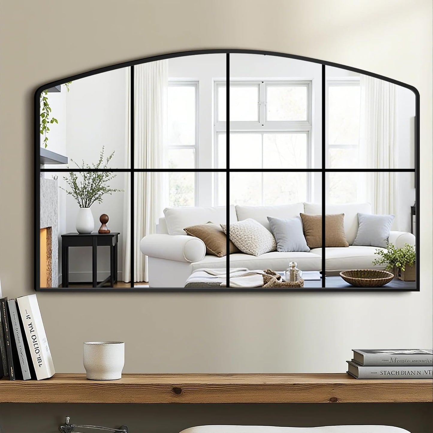 Large Full Length Floor Mirror for Bedroom, Living Room, Hallway - 28"X55" Window Pane Mirror Decorative Wall Art