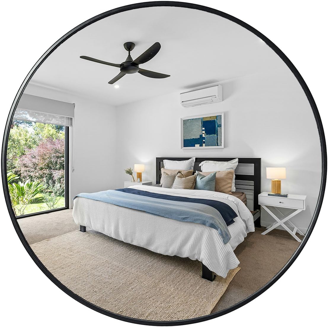 Large Round Gold Mirror 39 Inch, Big Circle Mirror, Wall-Mounted Decoration, Metal Framed Mirror for Living Room Entryway and Bedroom, Easy to Install