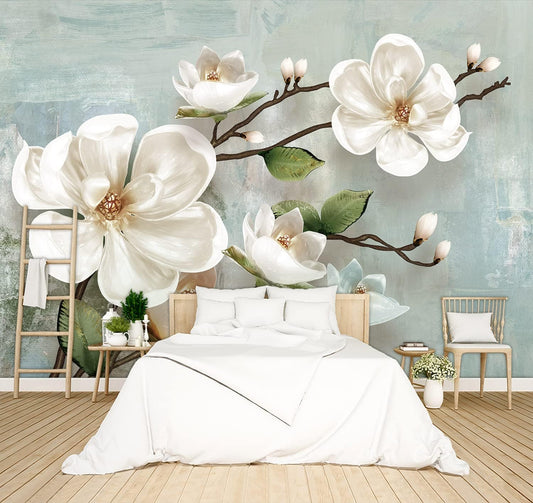 Beautiful 3D Floral Wallpaper Bedroom Modern Flowers murals Trendy Office Decorative Living Room tv Background Large Wall Mural - 91"x65" Not Peel and Stick