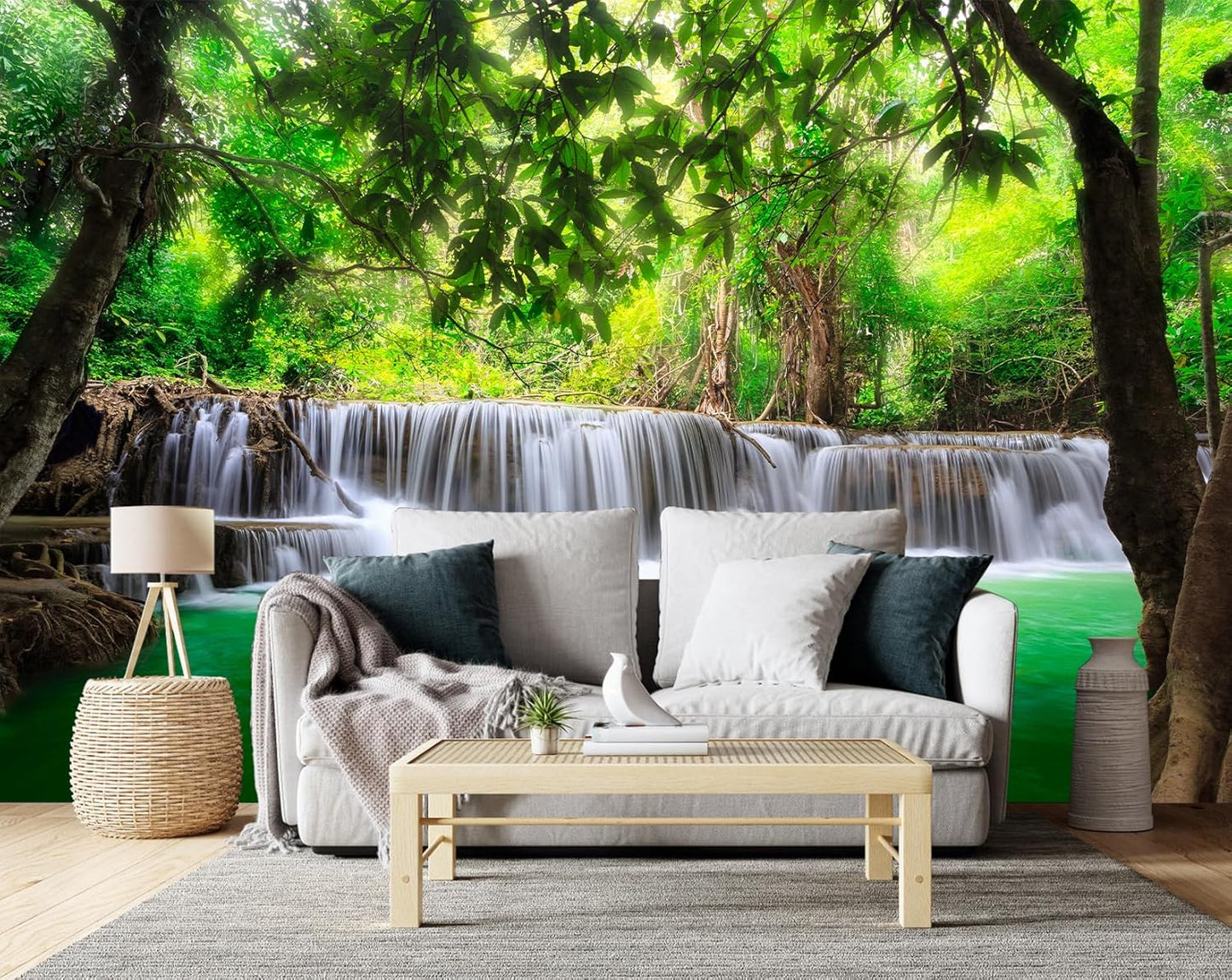 Vintage Beige Forest Woodland Mural Wallpaper for Bedroom Living Room (Not Peel n' Stick)