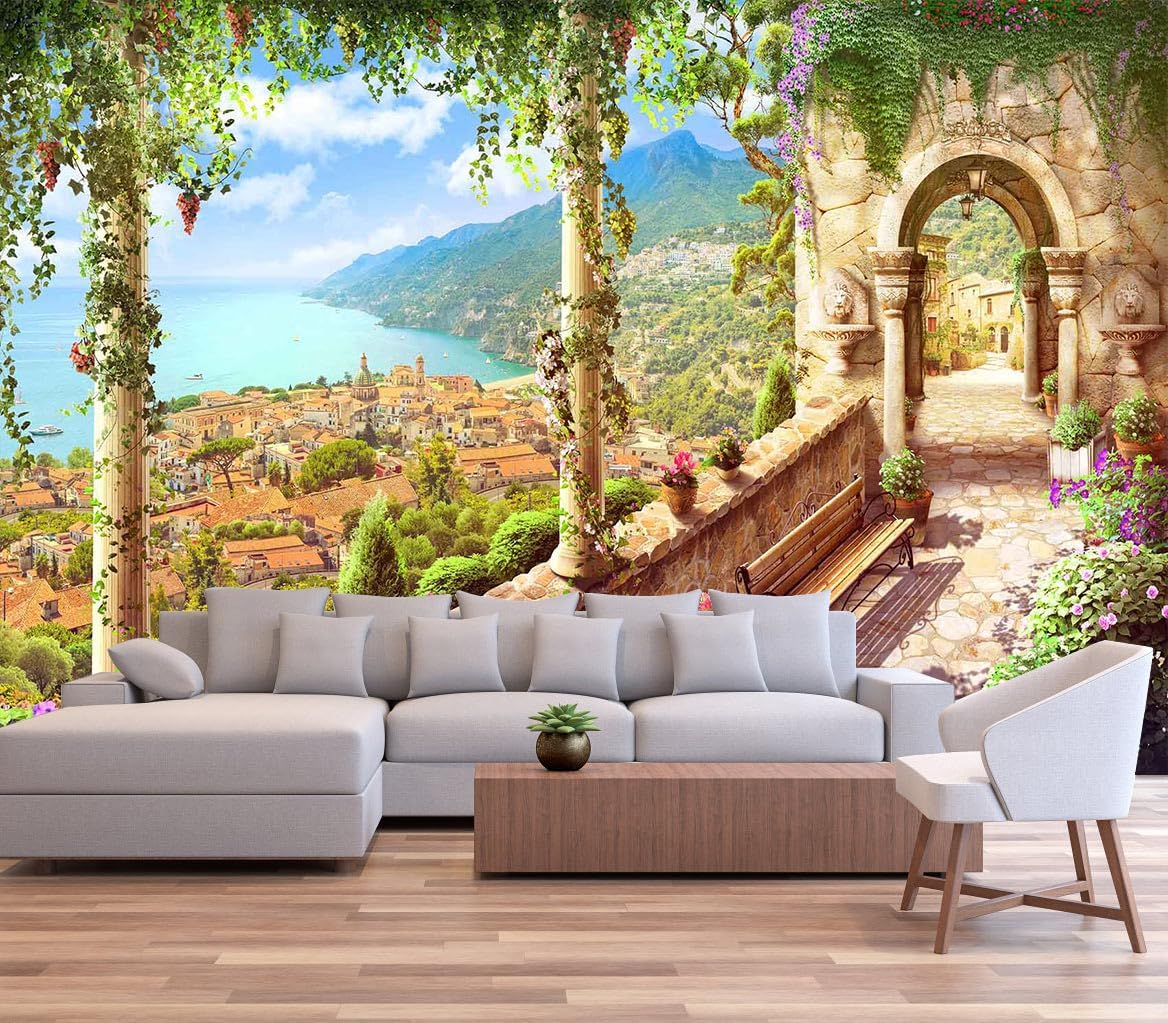 Sunshine Forest Mural Wallpaper Landscape Tree Wallpaper Large Nature Scenery Wall Mural for Living Room (not self-Adhesive)