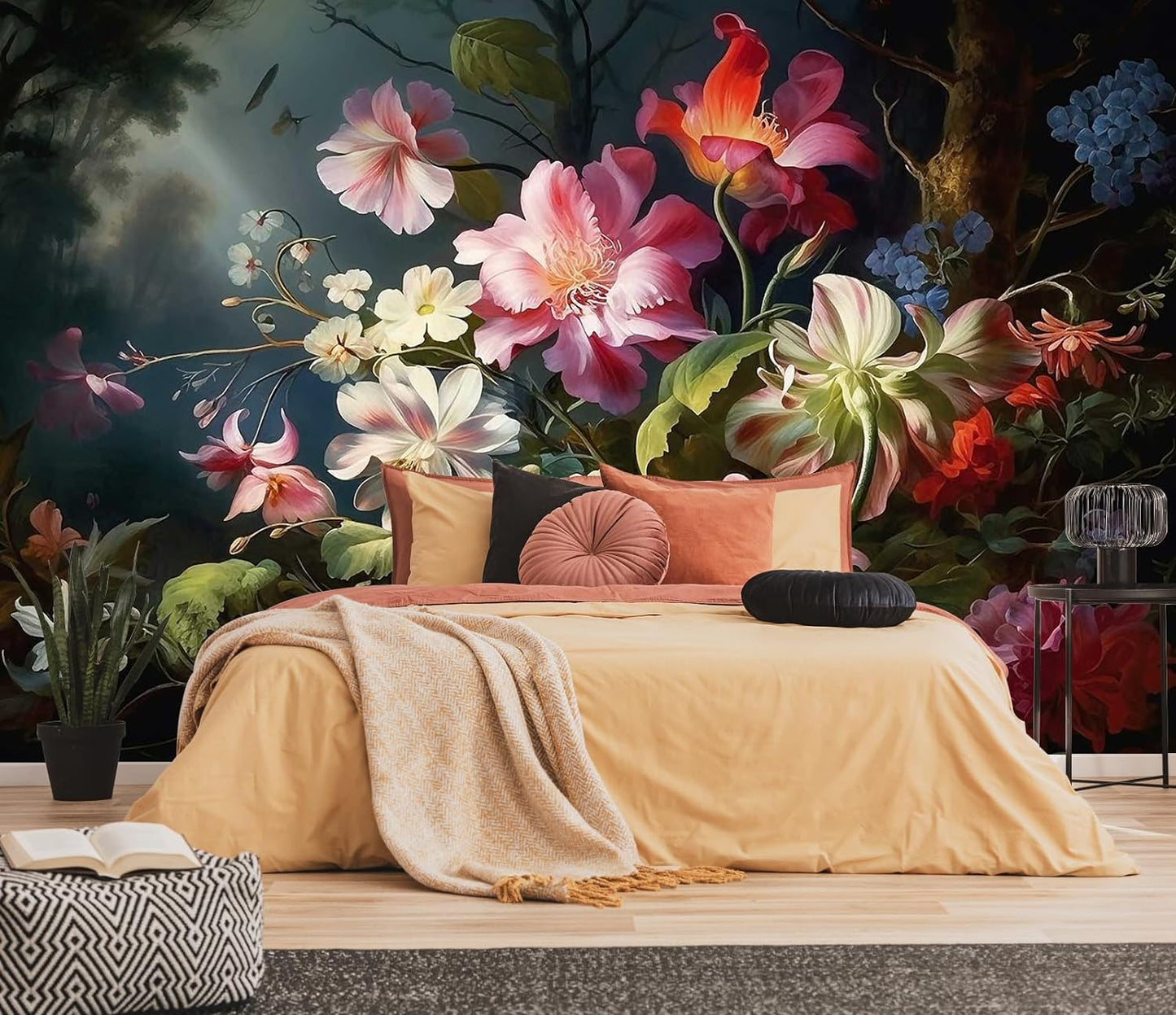 Hazy Forest Wall Mural, Abstract Nature Landscape Wallpaper, Background Wall Decoration Patterns（Non-self-Adhesive）