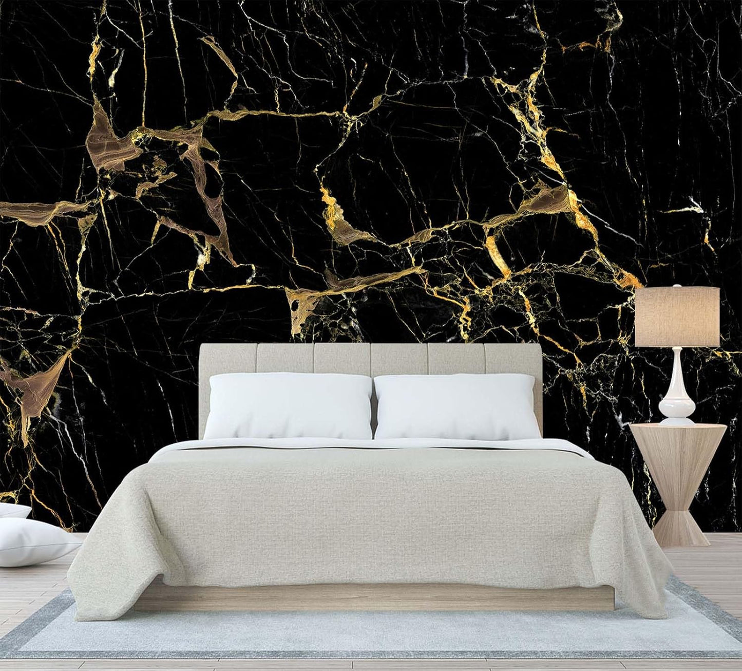 WFBHUA-Green and Gold Marble Wallpaper Abstract Art Photo Wall Murals for Living Room Bedroom (Not Peel and Stick)