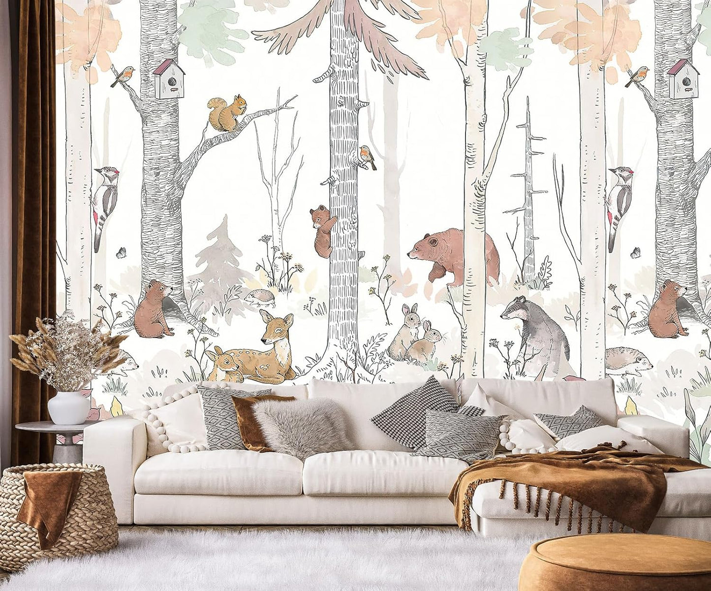 Forest Fabric Mural Wallpaper for Living Room Bedroom Dining Room(Not Self-Adhesive)
