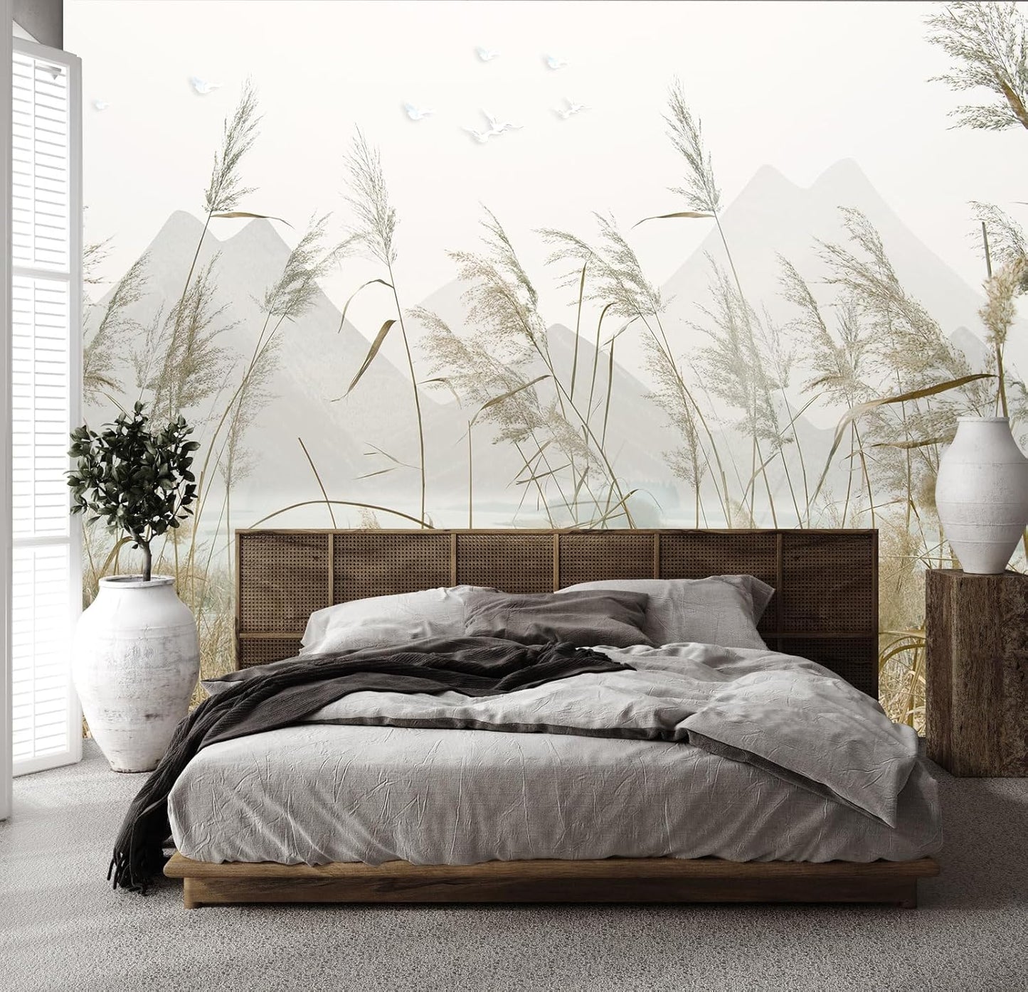 Vintage Beige Forest Woodland Mural Wallpaper for Bedroom Living Room (Not Peel n' Stick)