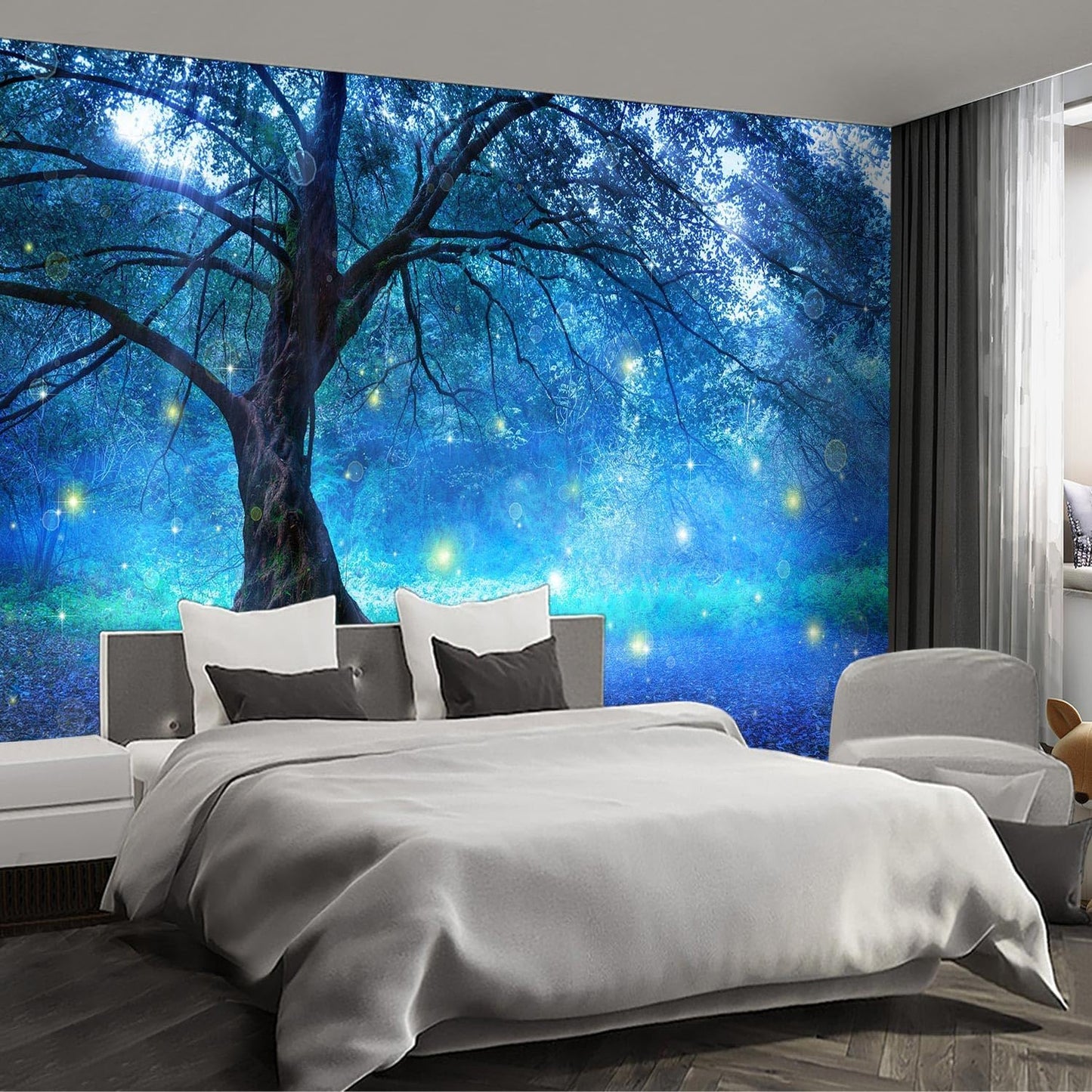 Nature Forest Tree Mural Woodland Landscape Backgrounds Cottage Jungle Wallpaper Extra Large Wall murals for Bedroom Living Room（not Peel and Stick）- 108“x 75"