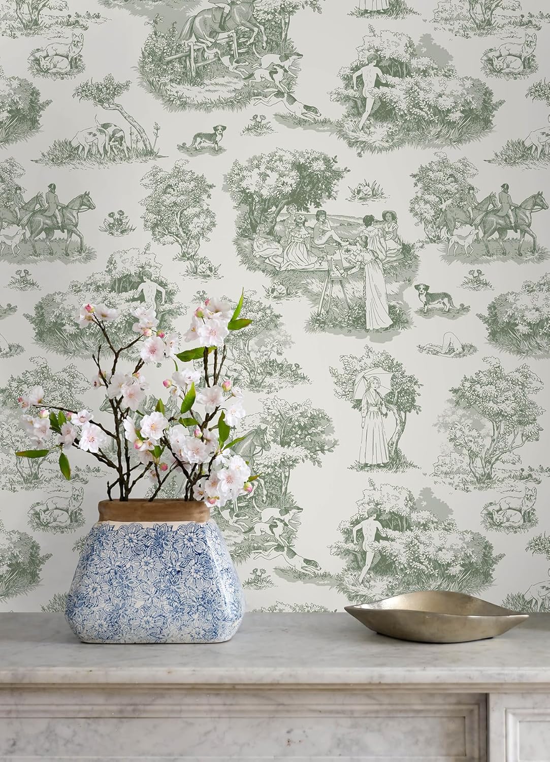 NuWallpaper x Rachel Antonoff Green The Chase Peel and Stick Wallpaper, RAS6261
