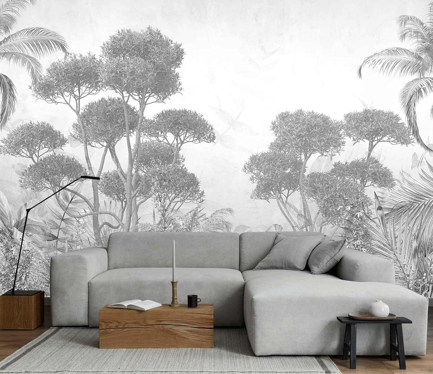 Tropical Plant Forest Wallpaper Mural Animals and Flowers Jungle Landscape Wall Mural for Bedroom Living Room Bathroom
