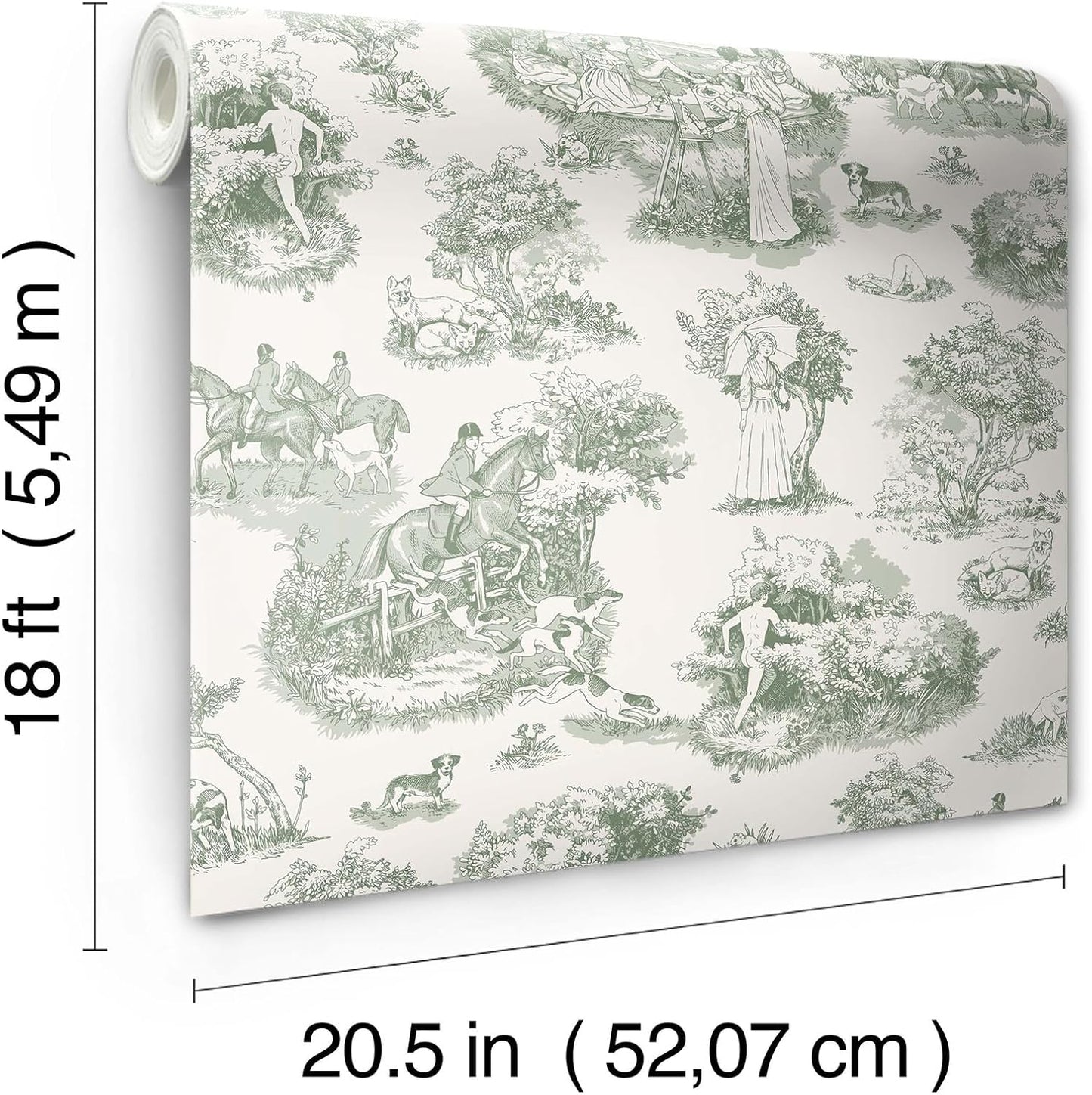 NuWallpaper x Rachel Antonoff Green The Chase Peel and Stick Wallpaper, RAS6261