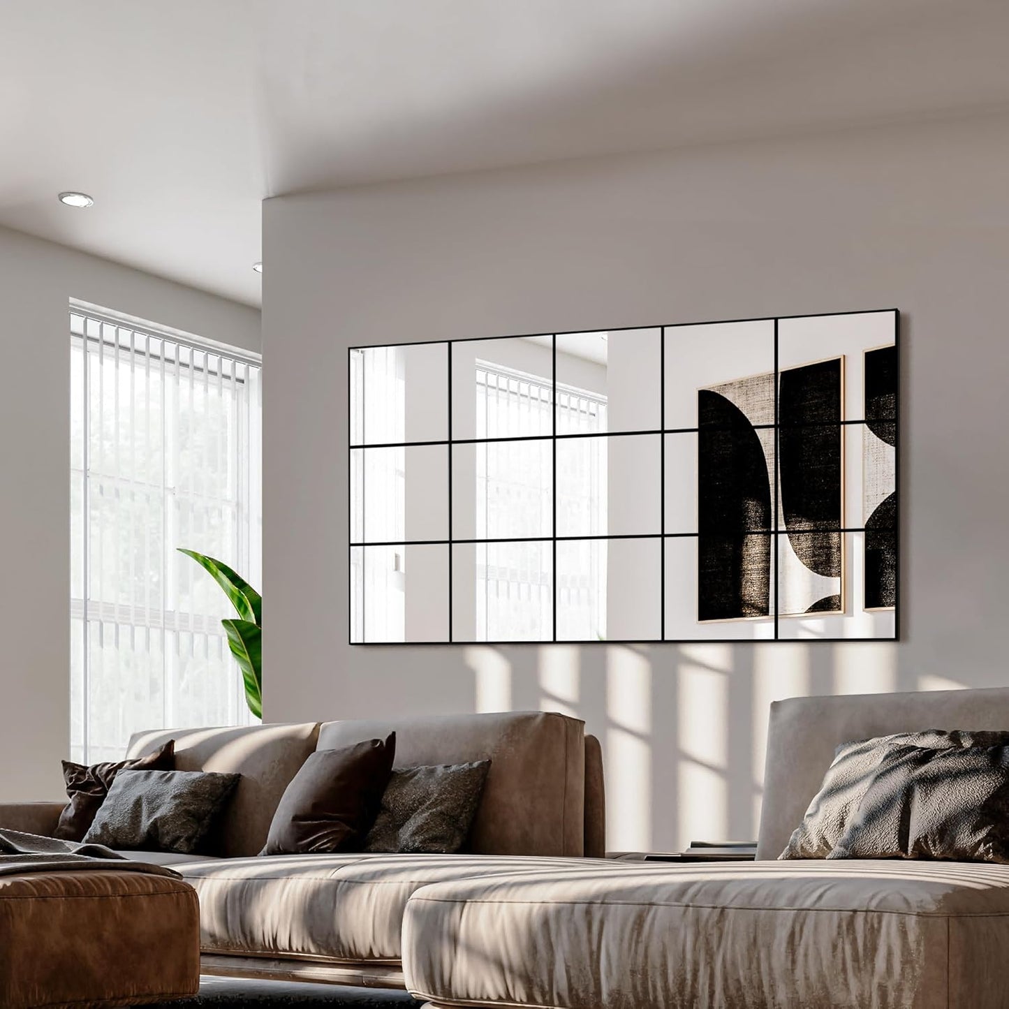 Large Full Length Floor Mirror for Bedroom, Living Room, Hallway - 28"X55" Window Pane Mirror Decorative Wall Art